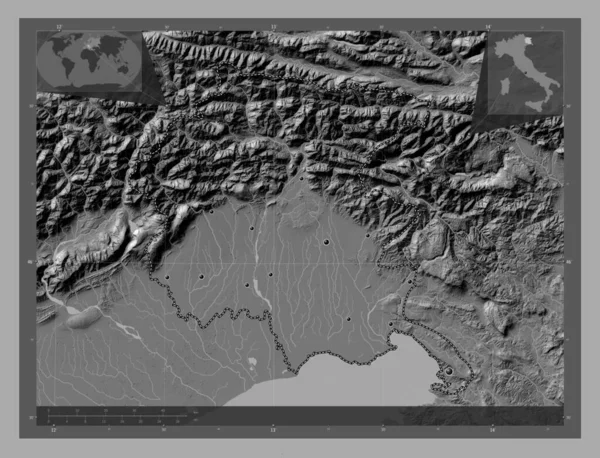 Friuli Venezia Giulia Autonomous Region Italy Bilevel Elevation Map Lakes — Stock Photo, Image