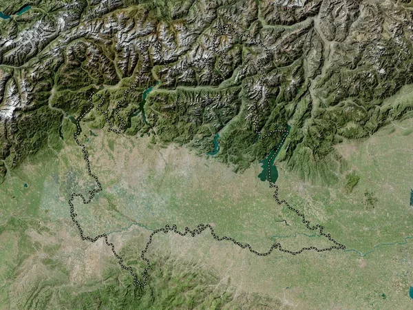 Λομβαρδία Περιφέρεια Ιταλίας Δορυφορικός Χάρτης Υψηλής Ανάλυσης — Φωτογραφία Αρχείου