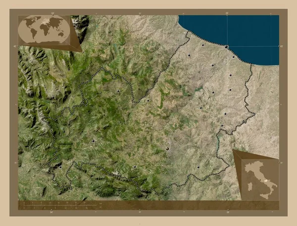 Molise Região Itália Mapa Satélite Baixa Resolução Locais Das Principais — Fotografia de Stock