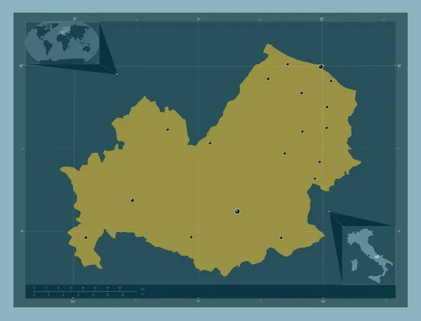 Molise Region Itálie Pevný Barevný Tvar Umístění Velkých Měst Regionu — Stock fotografie