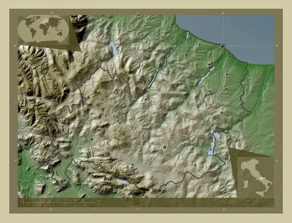 Молизе Регион Италии Карта Высоты Окрашенная Вики Стиле Озерами Реками — стоковое фото