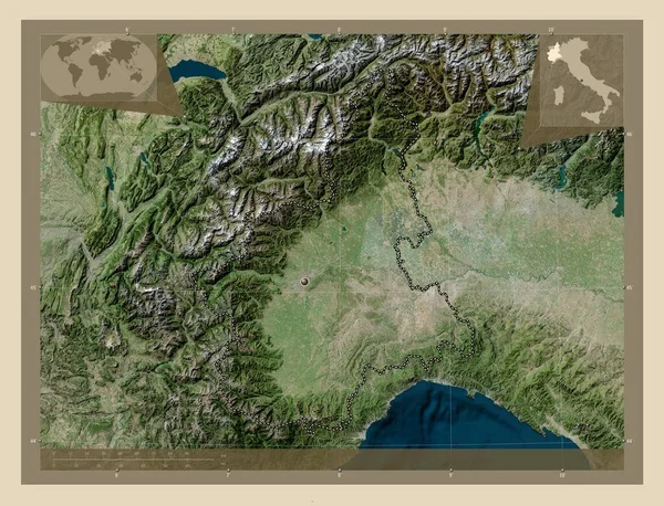 Piemonte Regione Italia Mappa Satellitare Alta Risoluzione Mappa Della Posizione — Foto Stock