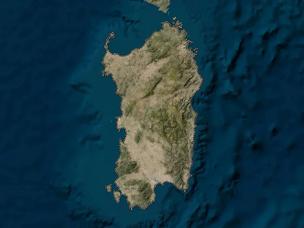 Sardegna Region Autonomiczny Włoch Mapa Satelitarna Niskiej Rozdzielczości — Zdjęcie stockowe