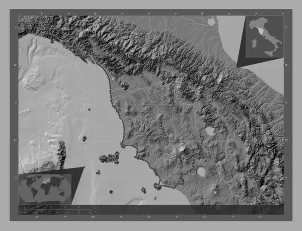 Toscana Região Itália Bilevel Mapa Elevação Com Lagos Rios Mapa — Fotografia de Stock