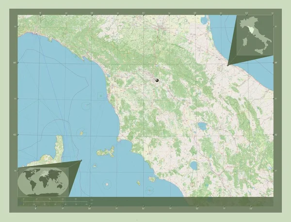 Toscana Região Itália Abrir Mapa Rua Mapa Localização Auxiliar Canto — Fotografia de Stock