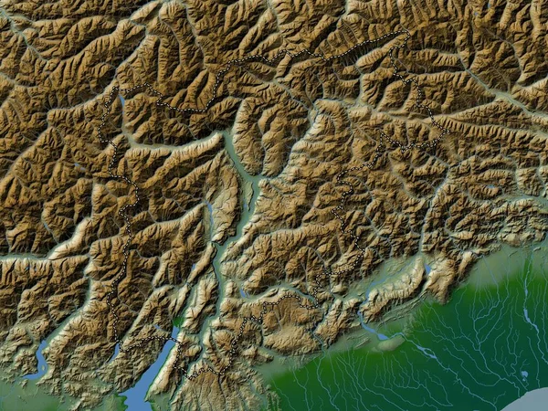 Трентино Альто Адидже Автономный Регион Италии Цветная Карта Высот Озерами — стоковое фото