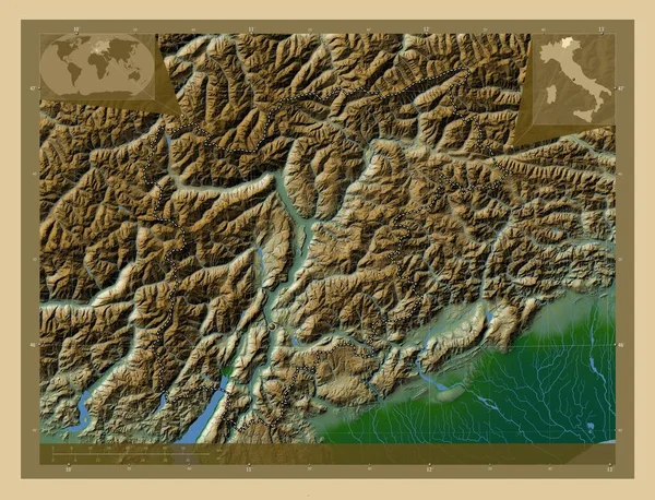 Trentino Alto Adige Autonomní Oblast Itálie Barevná Mapa Jezery Řekami — Stock fotografie