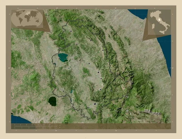Úmbria Região Itália Mapa Satélite Alta Resolução Locais Das Principais — Fotografia de Stock