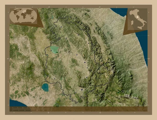 Úmbria Região Itália Mapa Satélite Baixa Resolução Locais Das Principais — Fotografia de Stock