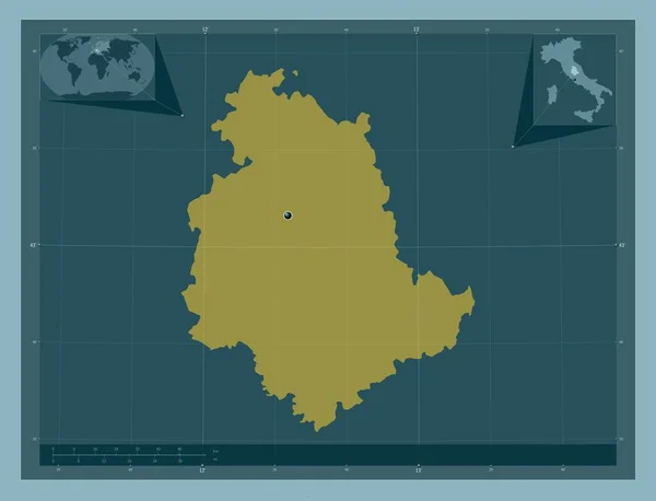 Умбрія Регіон Італії Твердий Колір Кутові Допоміжні Карти Місцезнаходження — стокове фото