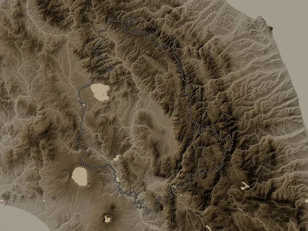 Umbria Region Włoch Mapa Wzniesień Kolorowe Sepia Dźwięki Jeziorami Rzekami — Zdjęcie stockowe