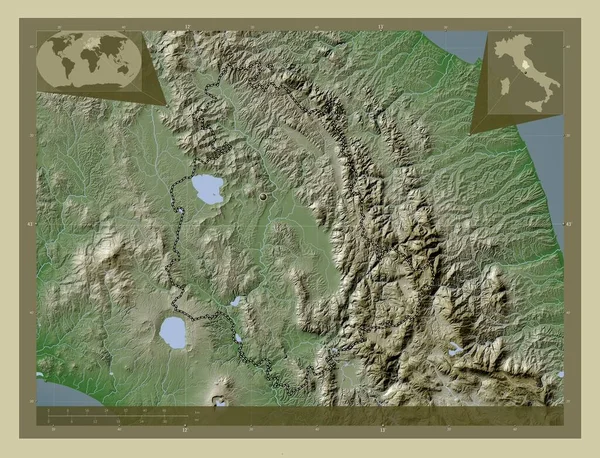 Умбрия Регион Италии Карта Высоты Окрашенная Вики Стиле Озерами Реками — стоковое фото
