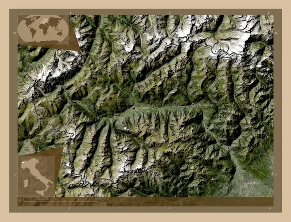 Valle Aosta Autonomous Region Italy Low Resolution Satellite Map Locations — Stock Photo, Image