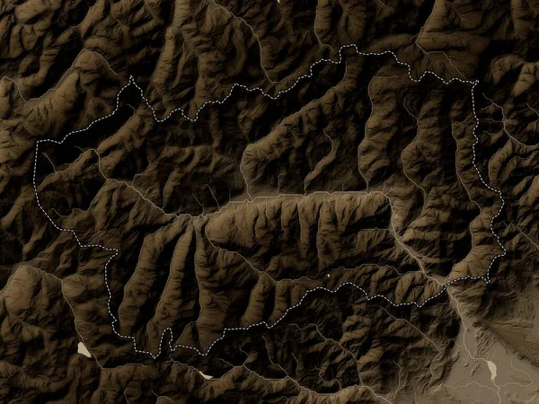 Valle Aosta Autonomní Oblast Itálie Nadmořská Mapa Zabarvená Sépiovými Tóny — Stock fotografie