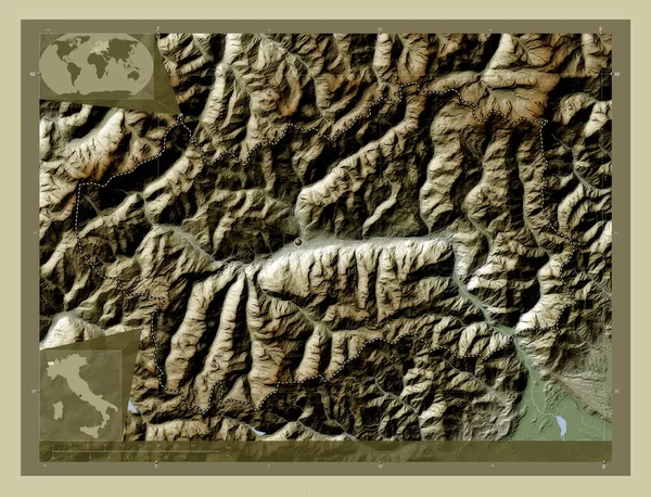 Valle Aosta Autonome Regio Van Italië Hoogtekaart Gekleurd Wiki Stijl — Stockfoto