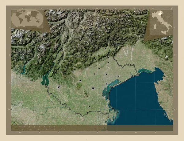 Veneto Regione Italia Mappa Satellitare Alta Risoluzione Località Delle Principali — Foto Stock