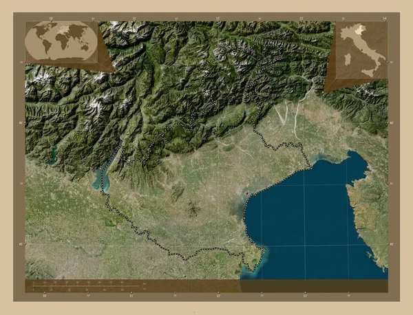 Венето Регіон Італії Супутникова Карта Низькою Роздільною Здатністю Кутові Допоміжні — стокове фото