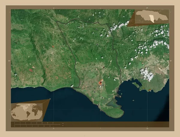 Clarendon Parrocchia Della Giamaica Mappa Satellitare Bassa Risoluzione Località Delle — Foto Stock