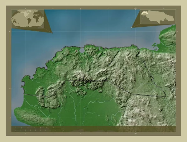 Hanovre Paroisse Jamaïque Carte Altitude Colorée Dans Style Wiki Avec — Photo