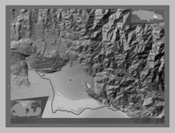 Svatý Ondřej Farnost Jamajky Výškové Mapy Jezery Řekami Pomocné Mapy — Stock fotografie