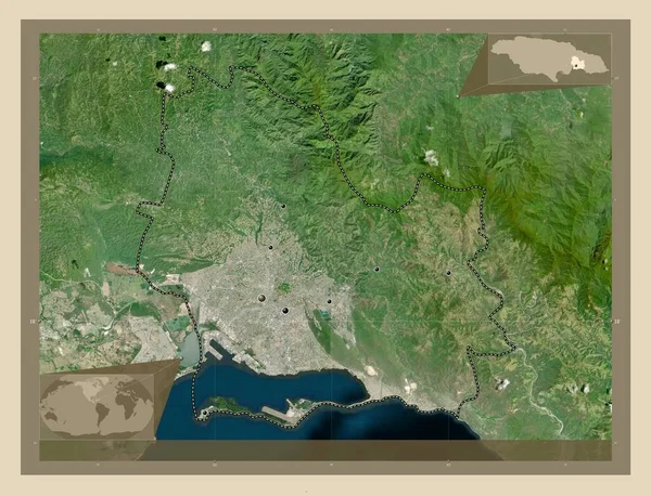 Άγιος Ανδρέας Ενορία Της Τζαμάικα Υψηλής Ανάλυσης Δορυφορικός Χάρτης Τοποθεσίες — Φωτογραφία Αρχείου