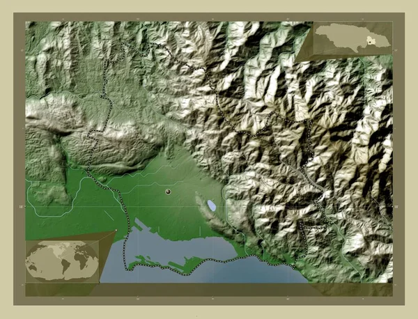 San Andrés Parroquia Jamaica Mapa Elevación Coloreado Estilo Wiki Con —  Fotos de Stock