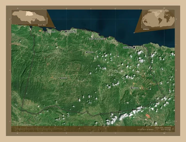 Saint Ann Paróquia Jamaica Mapa Satélite Baixa Resolução Locais Nomes — Fotografia de Stock