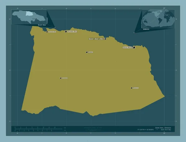 Saint Ann Parish Jamaica Solid Color Shape Locations Names Major — Stock Photo, Image