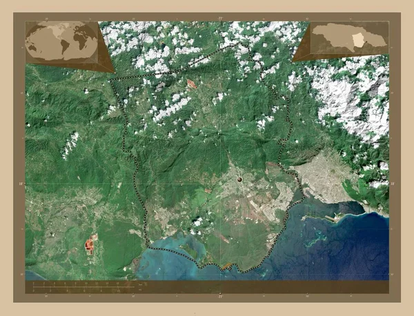 Santa Catarina Paróquia Jamaica Mapa Satélite Baixa Resolução Mapa Localização — Fotografia de Stock