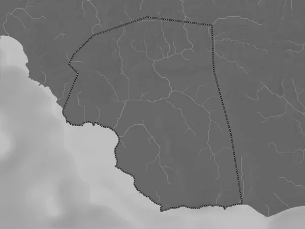 Święta Elżbieta Parafia Jamajki Mapa Wzniesień Skali Szarości Jeziorami Rzekami — Zdjęcie stockowe