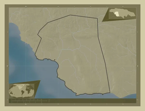 Saint Elizabeth Parish Jamaica Elevation Map Colored Wiki Style Lakes — Stock Photo, Image