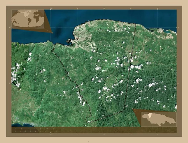 Saint James Parochie Van Jamaica Lage Resolutie Satellietkaart Locaties Van — Stockfoto