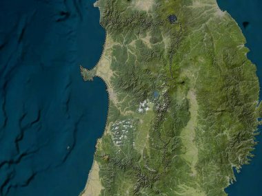 Akita, Japonya ili. Düşük çözünürlüklü uydu haritası