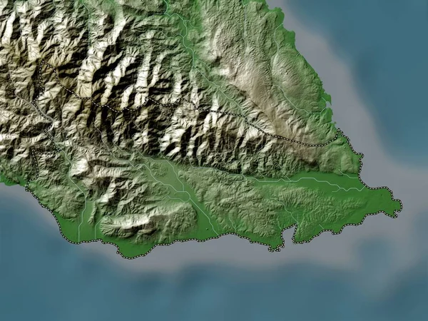 Святой Томас Приход Ямайки Карта Высот Окрашенная Вики Стиле Озерами — стоковое фото