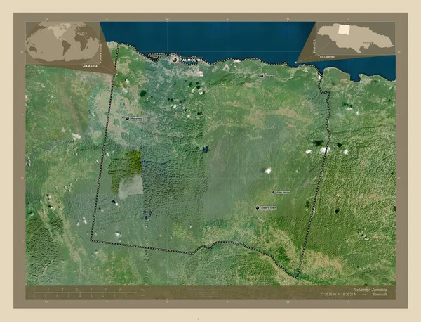 Trelawny Parrocchia Della Giamaica Mappa Satellitare Alta Risoluzione Località Nomi — Foto Stock