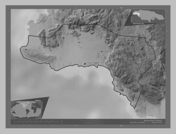 웨스턴 모얼랜드 자메이카의 호수와 회색의 지역의 도시들의 위치와 Corner Auxiliary — 스톡 사진