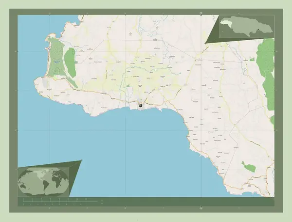 Westmoreland Parrocchia Della Giamaica Mappa Stradale Aperta Mappa Della Posizione — Foto Stock