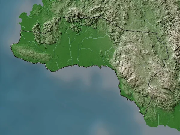 Westmoreland Parafia Jamajki Mapa Wzniesień Kolorowa Stylu Wiki Jeziorami Rzekami — Zdjęcie stockowe