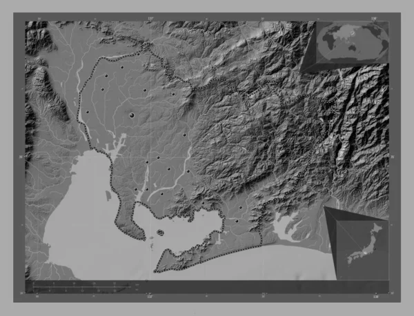 Aichi Prefettura Del Giappone Mappa Dell Elevazione Bilivello Con Laghi — Foto Stock