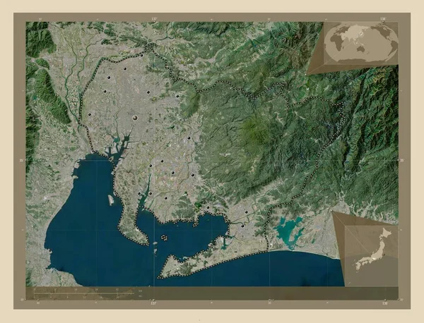 Aichi Prefektura Japonska Satelitní Mapa Vysokým Rozlišením Umístění Velkých Měst — Stock fotografie