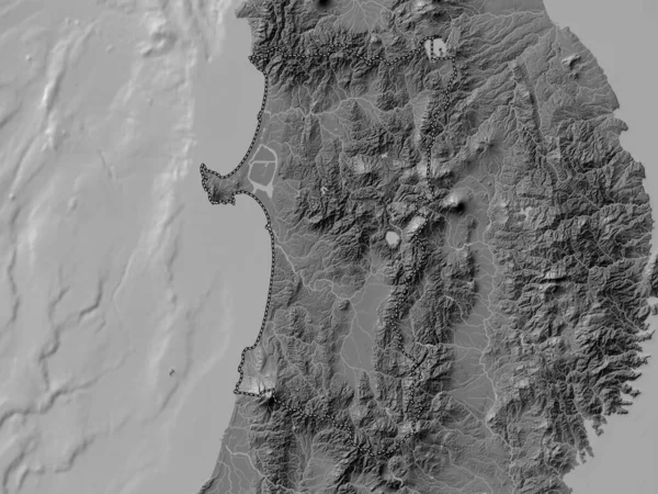 Akita Prefecture Japan Bilevel Elevation Map Lakes Rivers — Stock Photo, Image