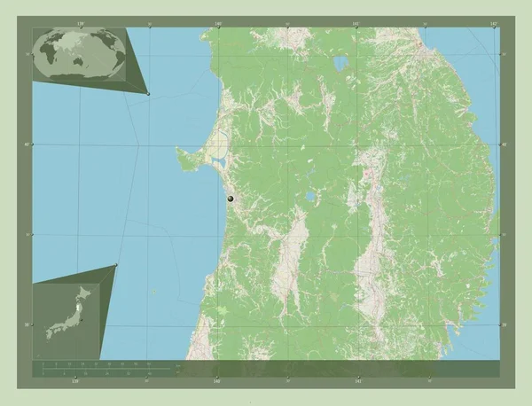 Akita Prefeitura Japão Abrir Mapa Rua Mapa Localização Auxiliar Canto — Fotografia de Stock