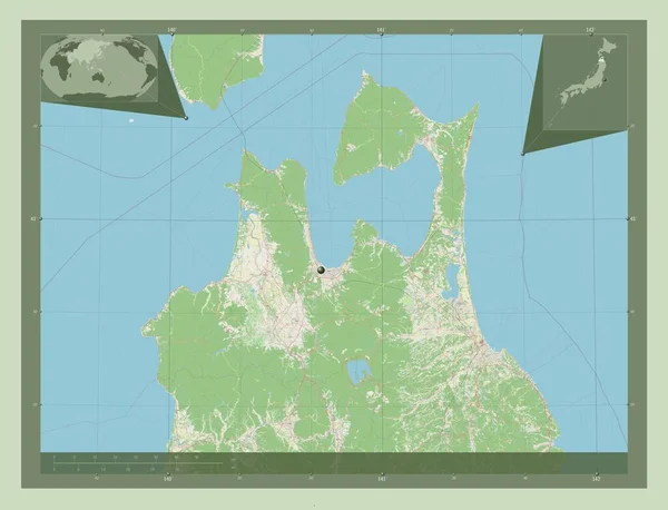 Aomori Prefectuur Van Japan Open Plattegrond Hulplocatiekaarten Hoek — Stockfoto