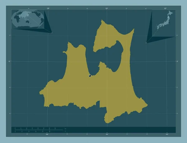 Аомори Префектура Японии Твердая Форма Цвета Вспомогательные Карты Расположения Углов — стоковое фото