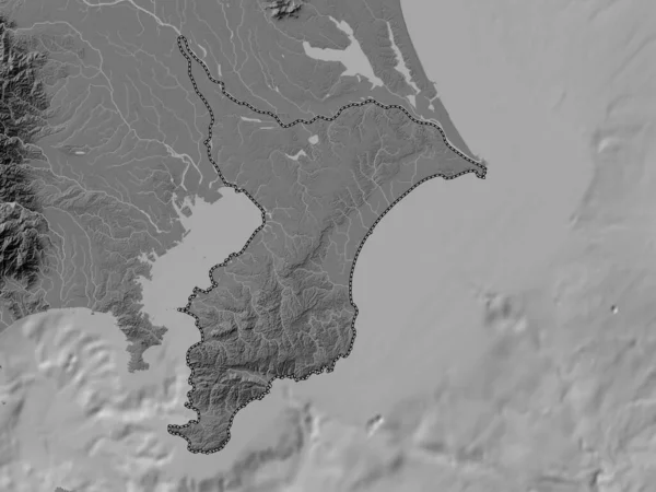 Chiba Japonya Eyaleti Gölleri Nehirleri Olan Çift Seviyeli Yükseklik Haritası — Stok fotoğraf