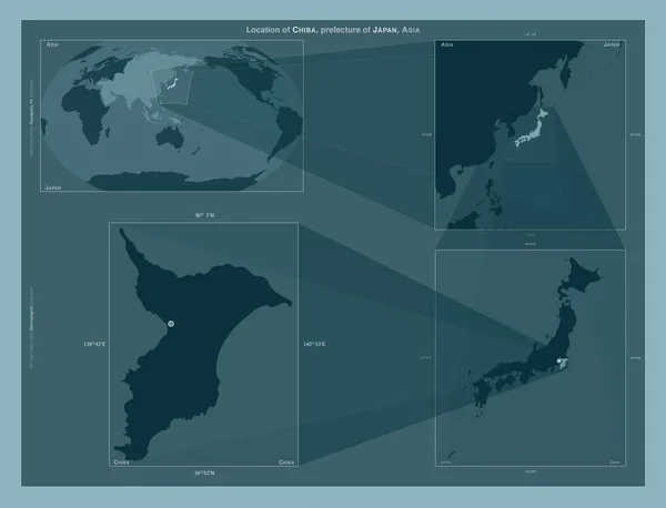 Chiba Prefectura Japón Diagrama Que Muestra Ubicación Región Mapas Gran —  Fotos de Stock
