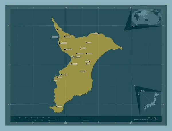 Chiba Prefectura Japón Forma Color Sólido Ubicaciones Nombres Las Principales —  Fotos de Stock