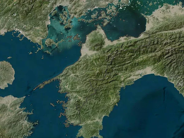 Ehime Префектура Японії Супутникова Карта Низької Роздільної Здатності — стокове фото