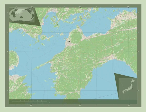 Эхиме Префектура Японии Карта Улиц Вспомогательные Карты Расположения Углов — стоковое фото
