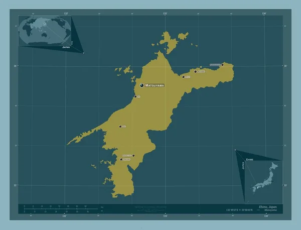 Ehime Prefectuur Van Japan Stevige Kleurvorm Locaties Namen Van Grote — Stockfoto